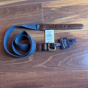 POLO Ralph Lauren Genuine Leather Fabric stretch Belt Size 38